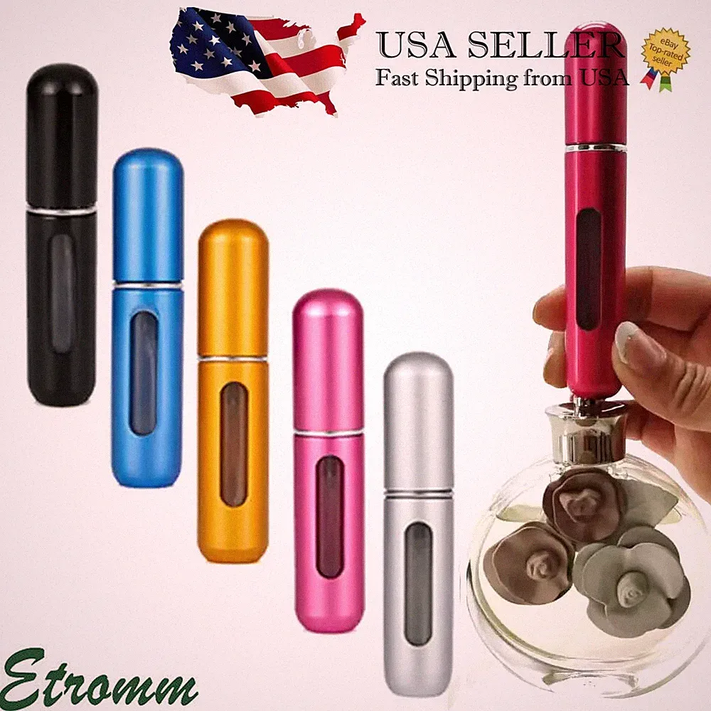 5 Pcs Refillable Travel Portable Perfume Atomizer Bottle Spray Pump Case 5/8 ML