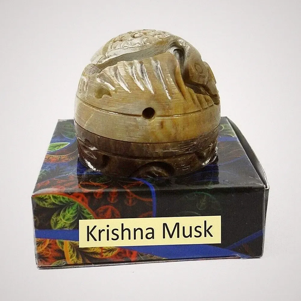 Krishna Musk Solid Perfume in Large Hand Carved Stone Jar 8gm
