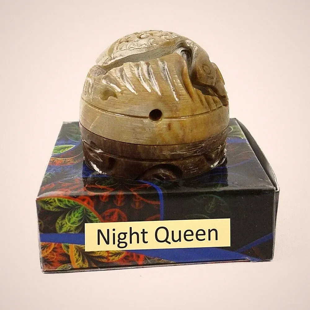 Night Queen Solid Perfume in Small Hand Carved Stone Jar 8gm Night Queen