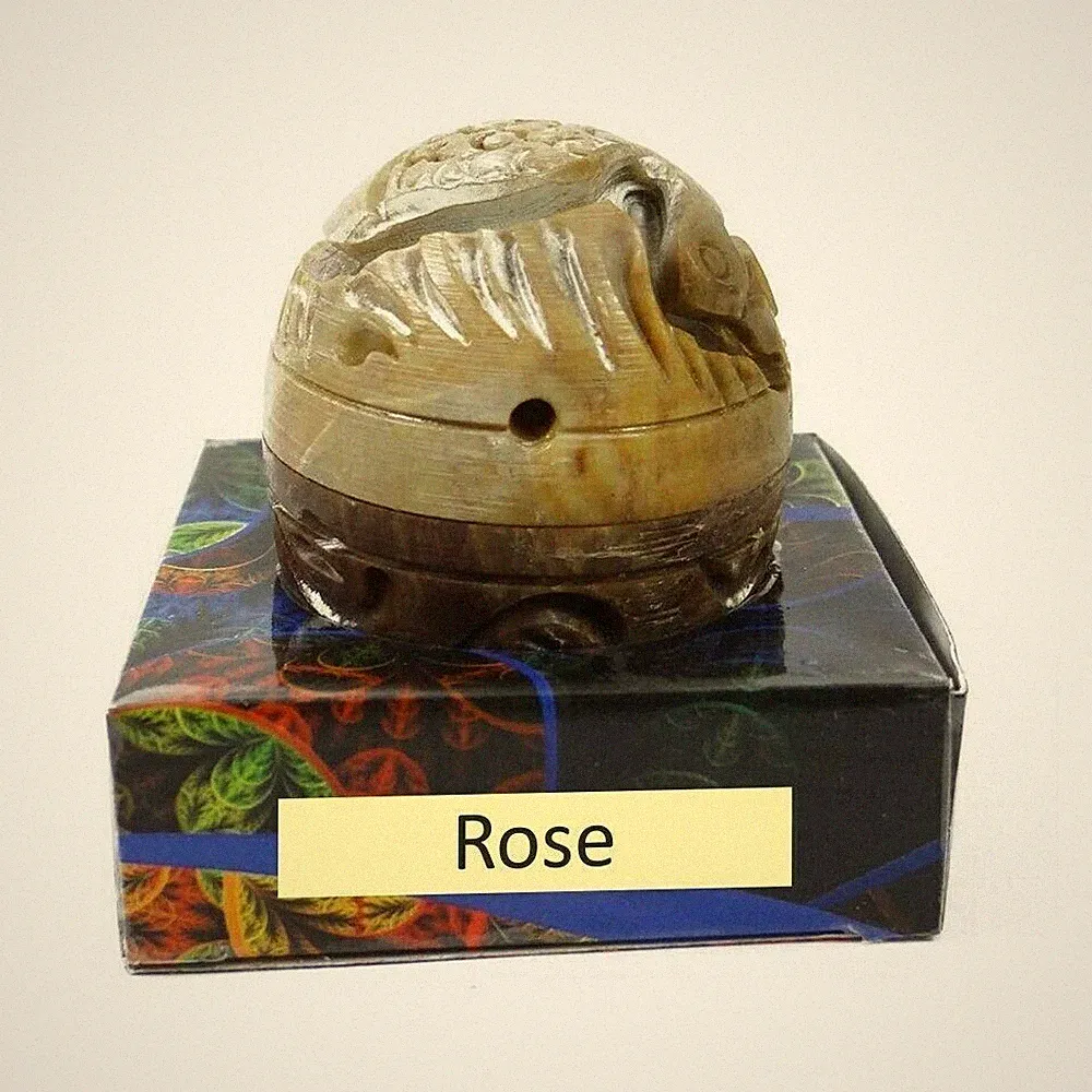 Rose Solid Perfume in Small Hand Carved Stone Jar 8gm Rose