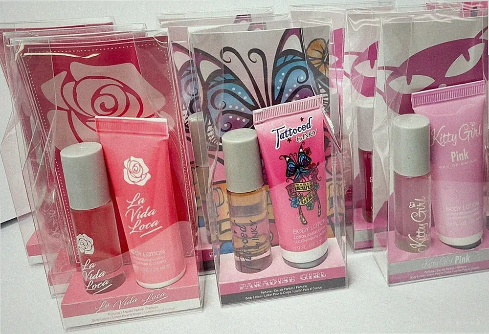 Set of 12 Mini Perfume + Body Lotion Impression Gift Sets for Women SOLD AS-IS